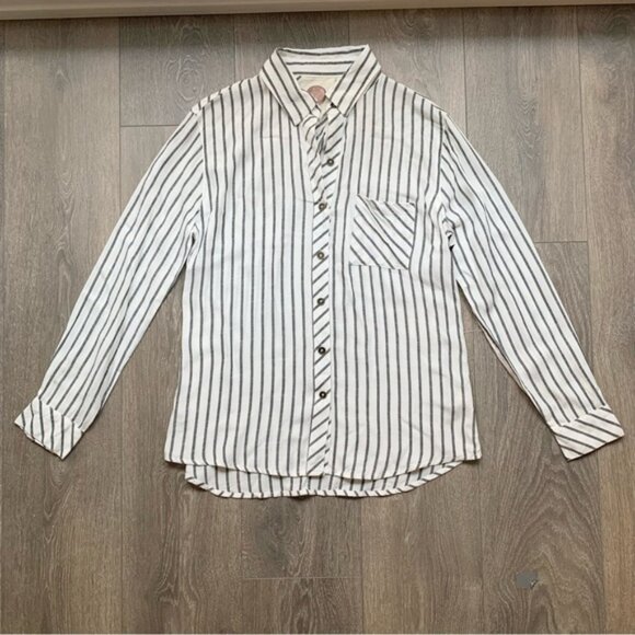 Anthropologie Ash and Ember Boyfriend Button Down Shirt Striped Long Sleeve XS - Picture 2 of 16